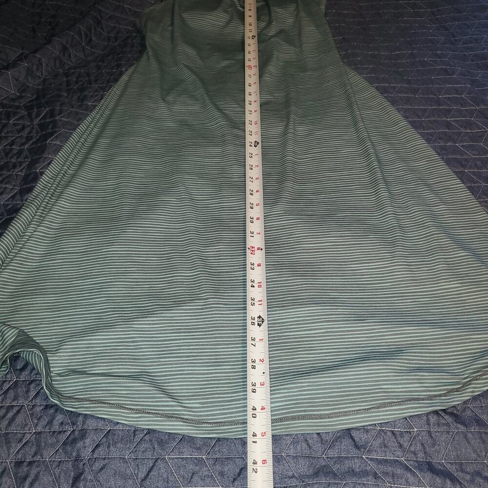 prAna Skypath Dress M Teal Gray Stripe Built In Bra Midi Active Outdooor - Picture 10 of 10